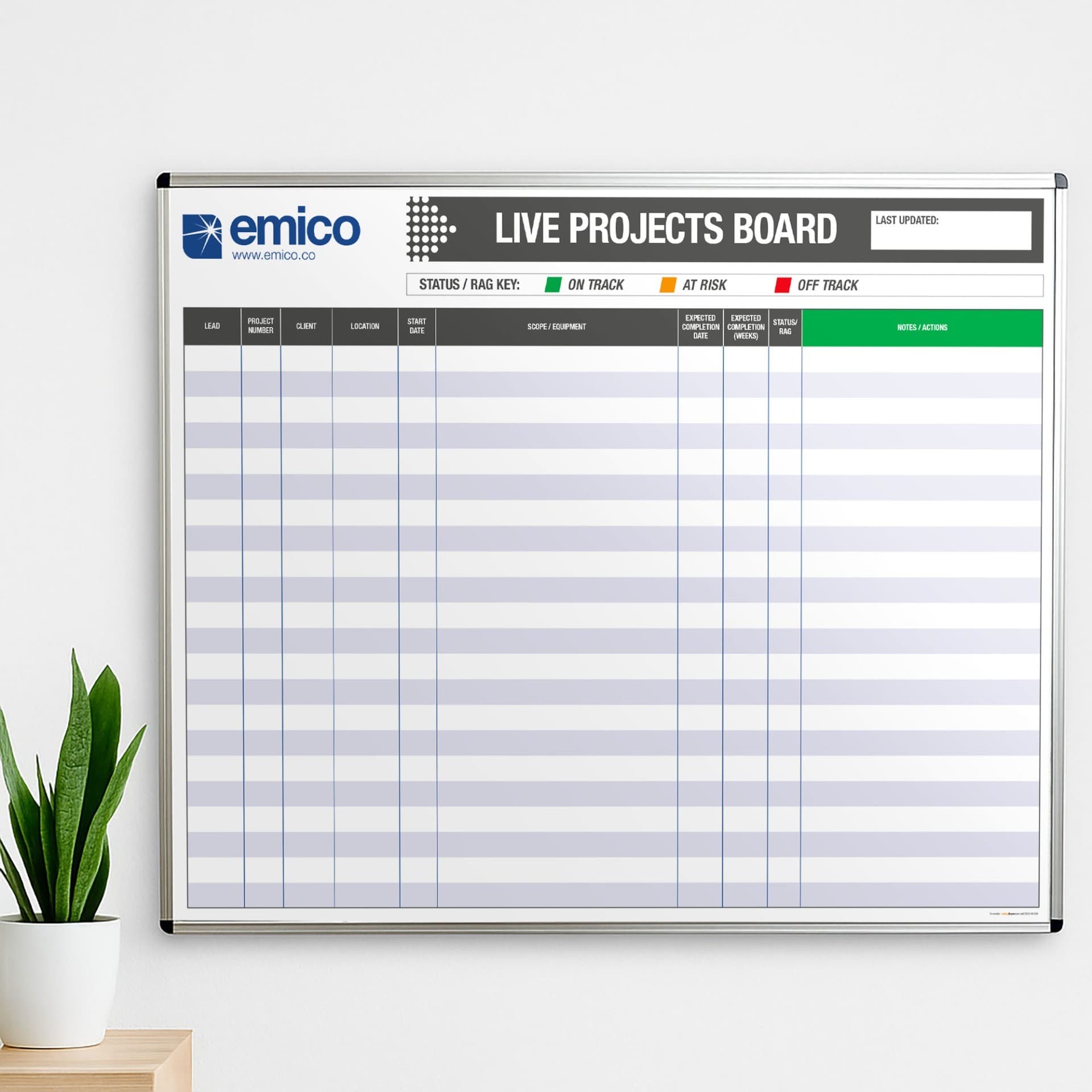Live Projects Magnetic Dry Wipe Board with RAG Rating