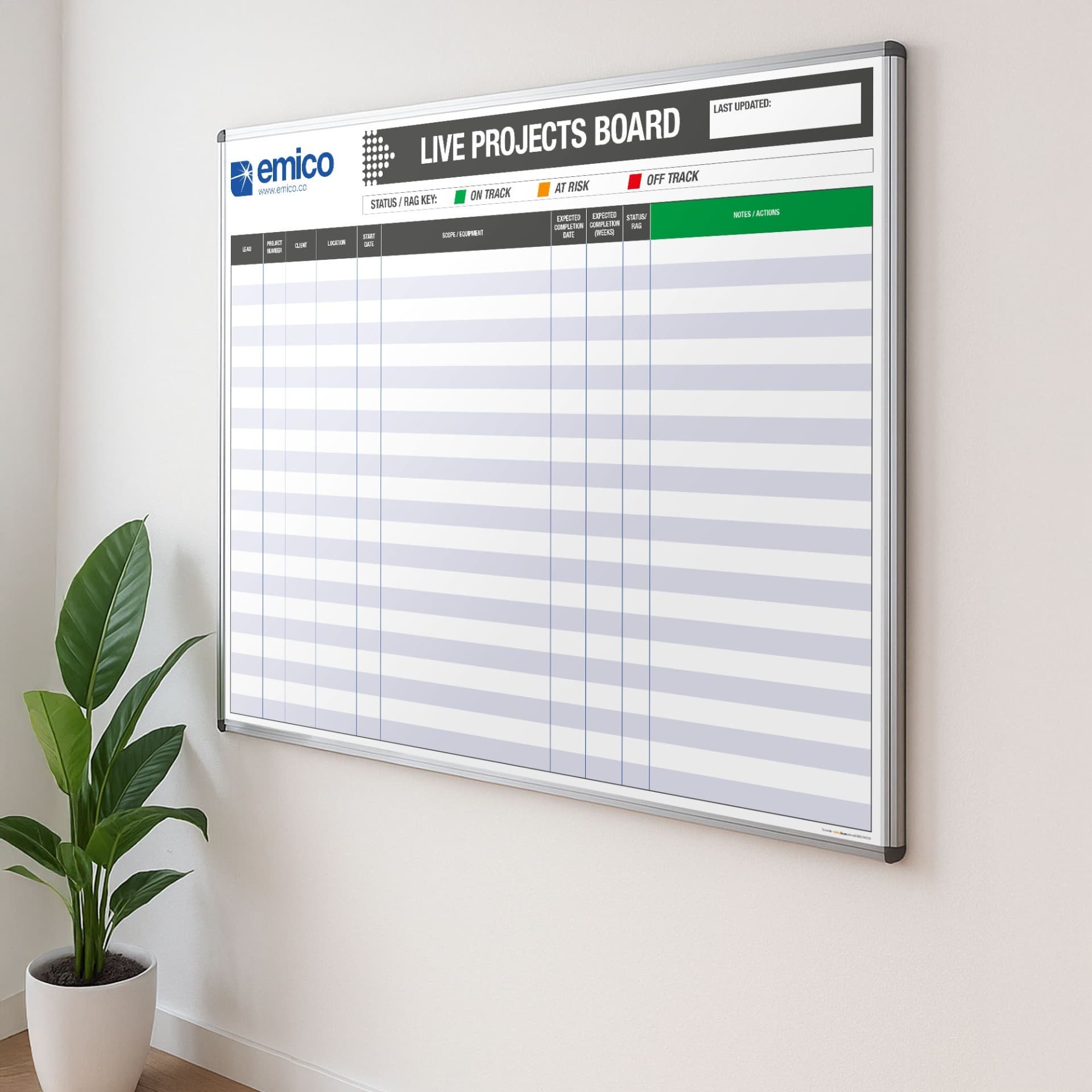 Live Projects Magnetic Dry Wipe Board with RAG Rating