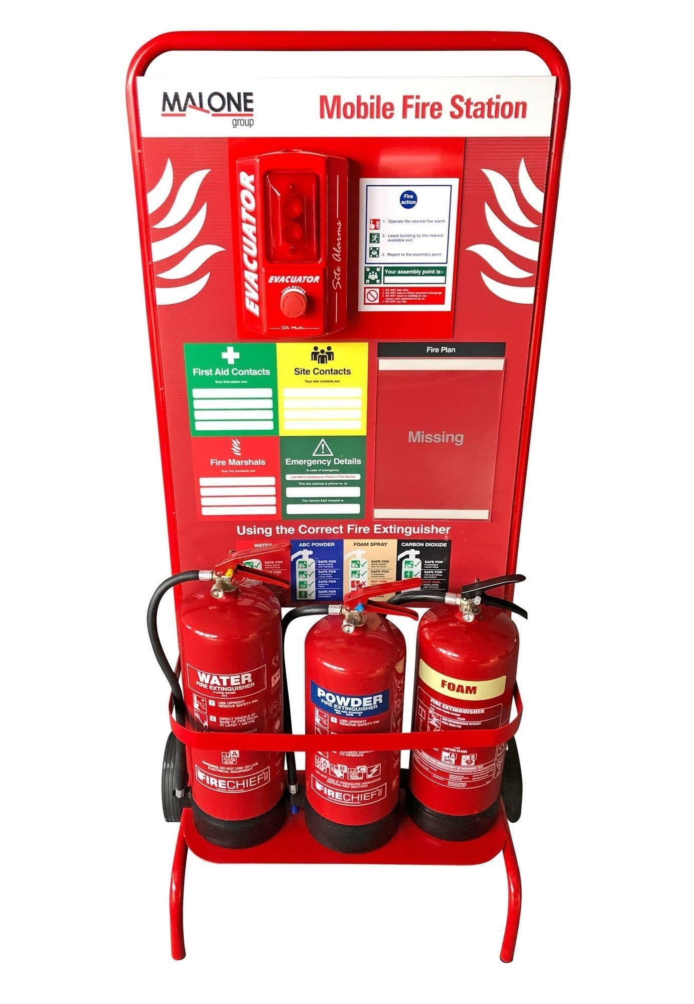 Heavy Duty Triple Extinguisher Trolley Stand