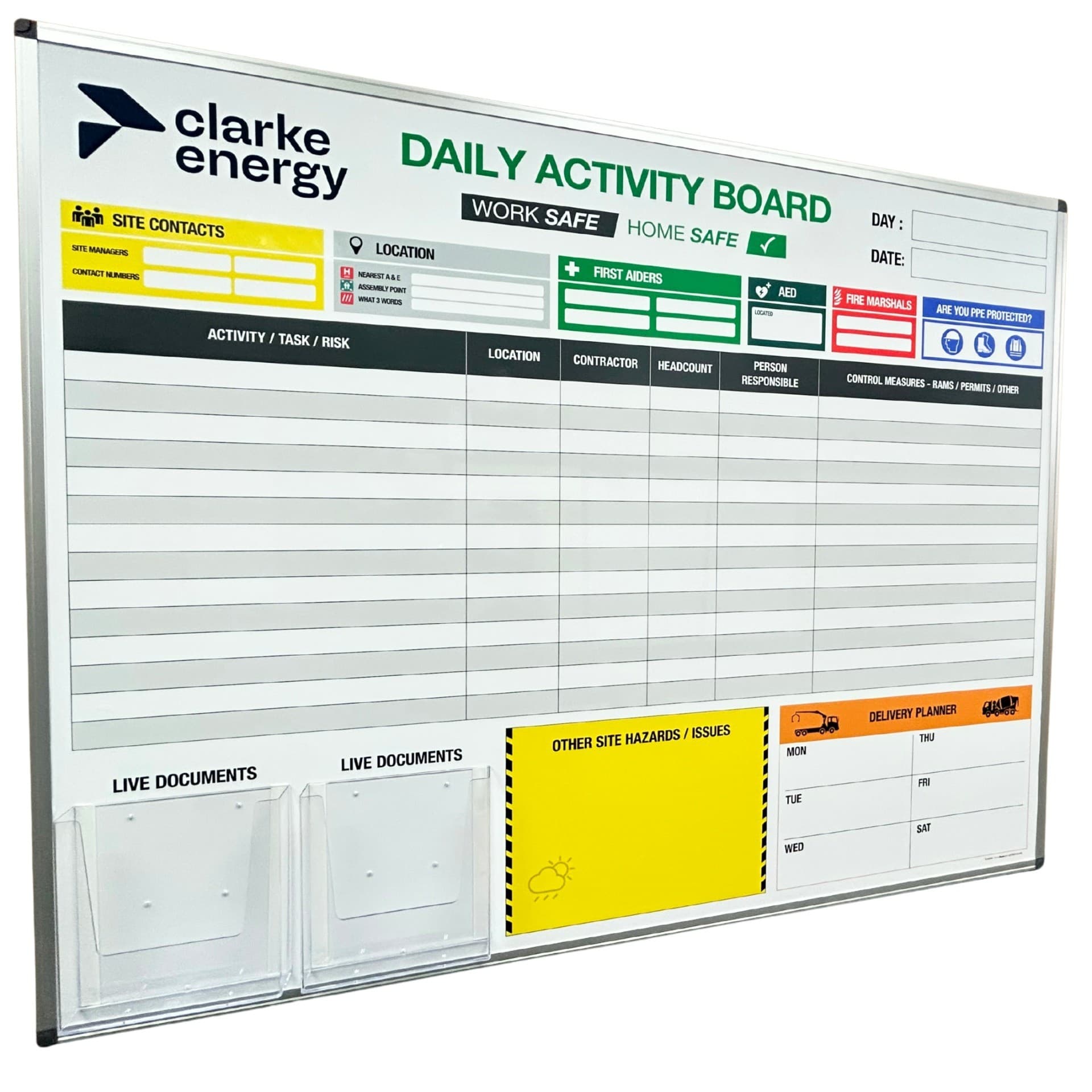 Daily Site Safety Activity Planning Magnetic Dry Wipe Board