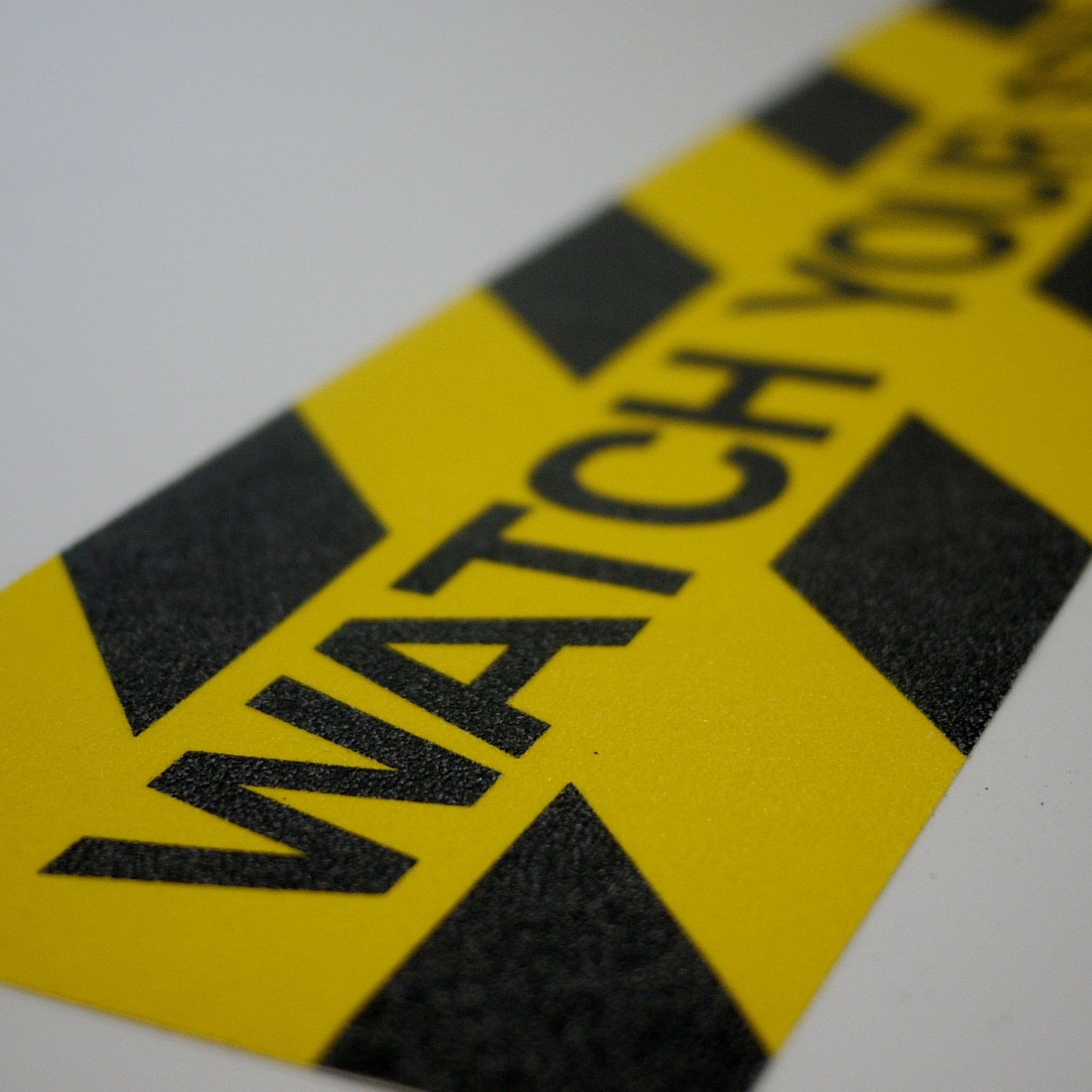 High Visibility Anti-Slip Stair Treads with 'Watch Your Step' message 150 x 610mm