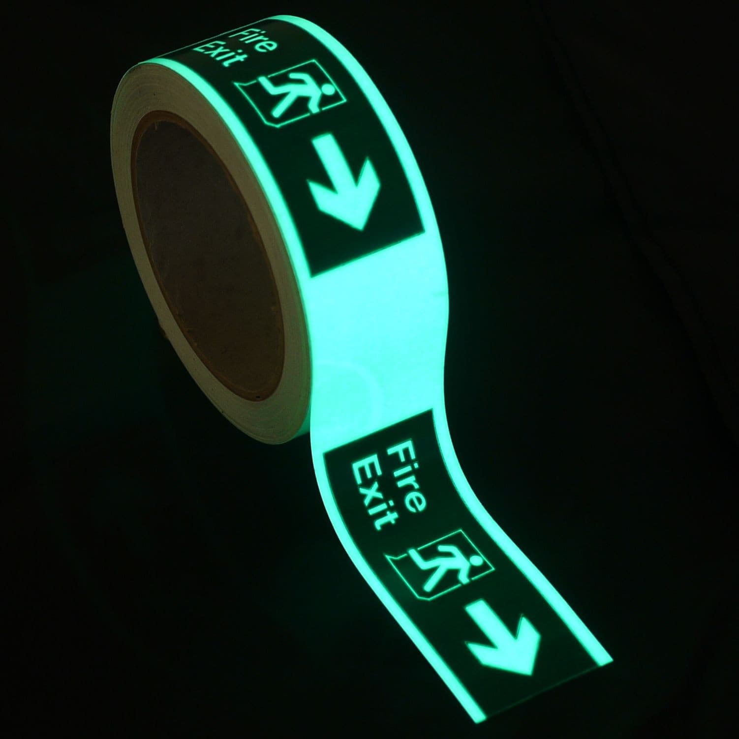 Glo-Brite® ISO Fire Exit with Running Man Photoluminescent Tape | 40 & 80mm widths