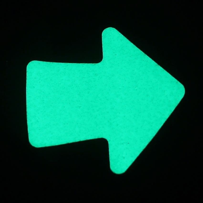 Pack 20 - Anti-slip Glow in the Dark Arrow Floor Markers 75mm