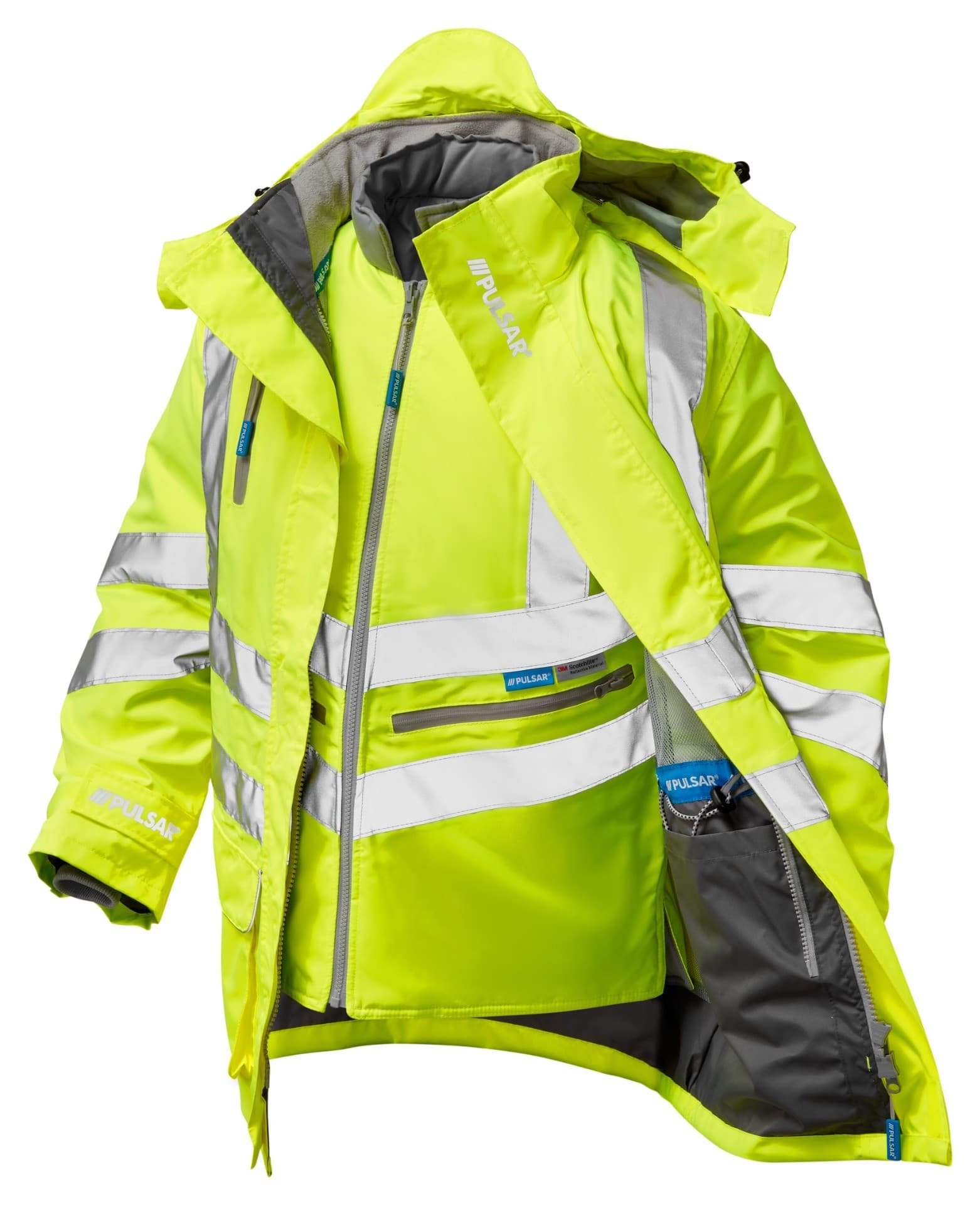 PULSAR® P487 High Visibility 7-in-1 Interactive Storm Coat & Body Warmer - Yellow