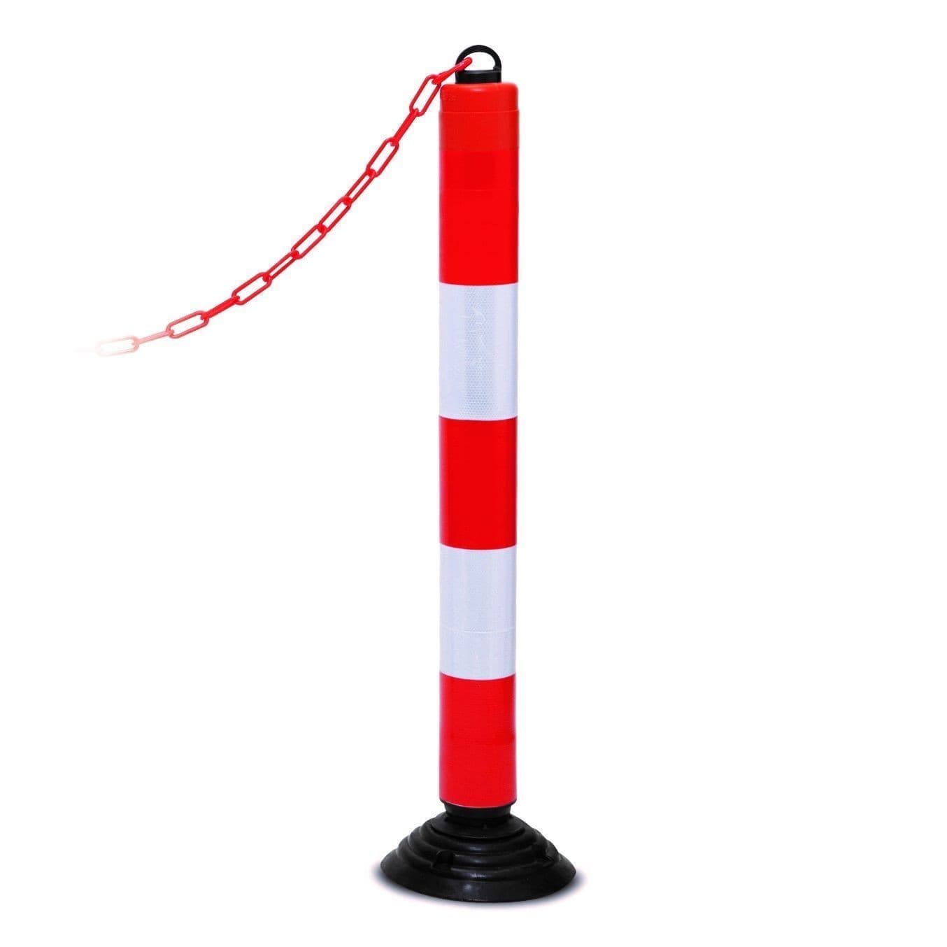 1m High Red & White Reflective Posts - Choice of 2 Bases