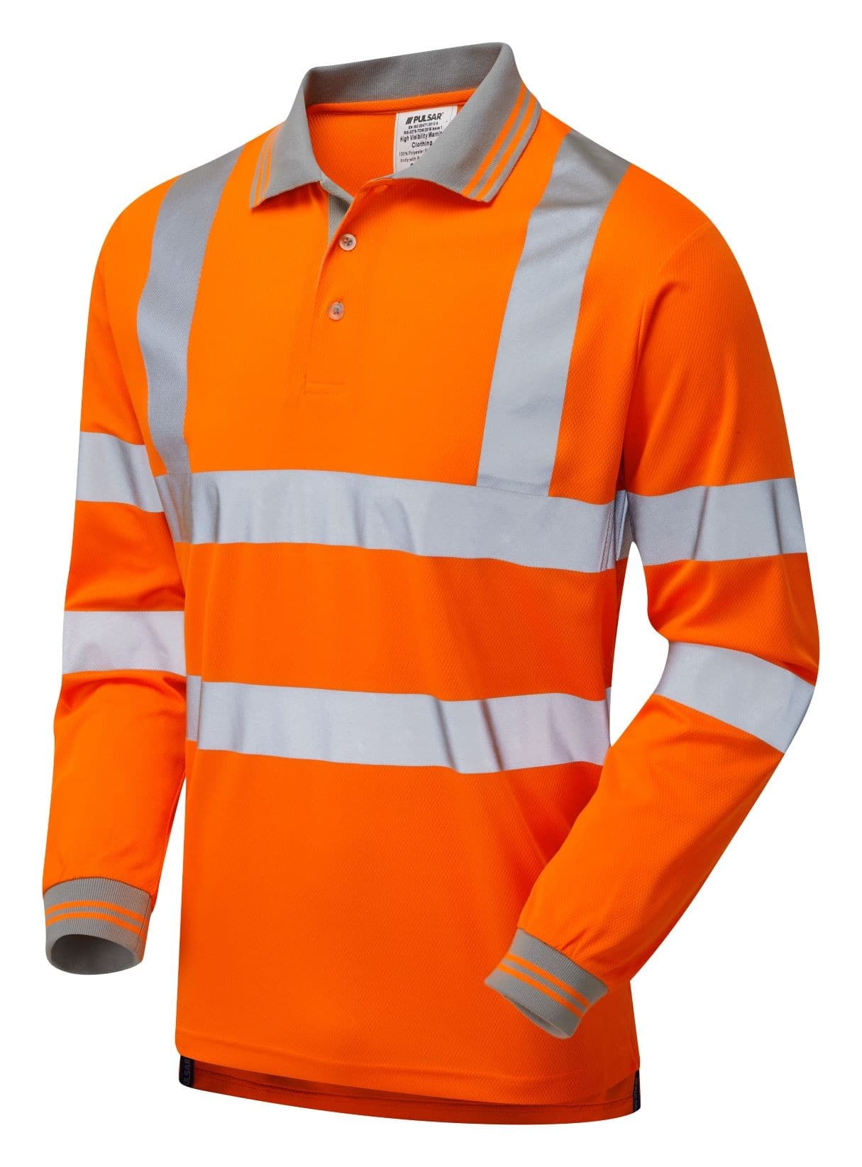 PULSAR® PR470 Rail Spec High Visibility Long Sleeved Polo Shirts - Orange