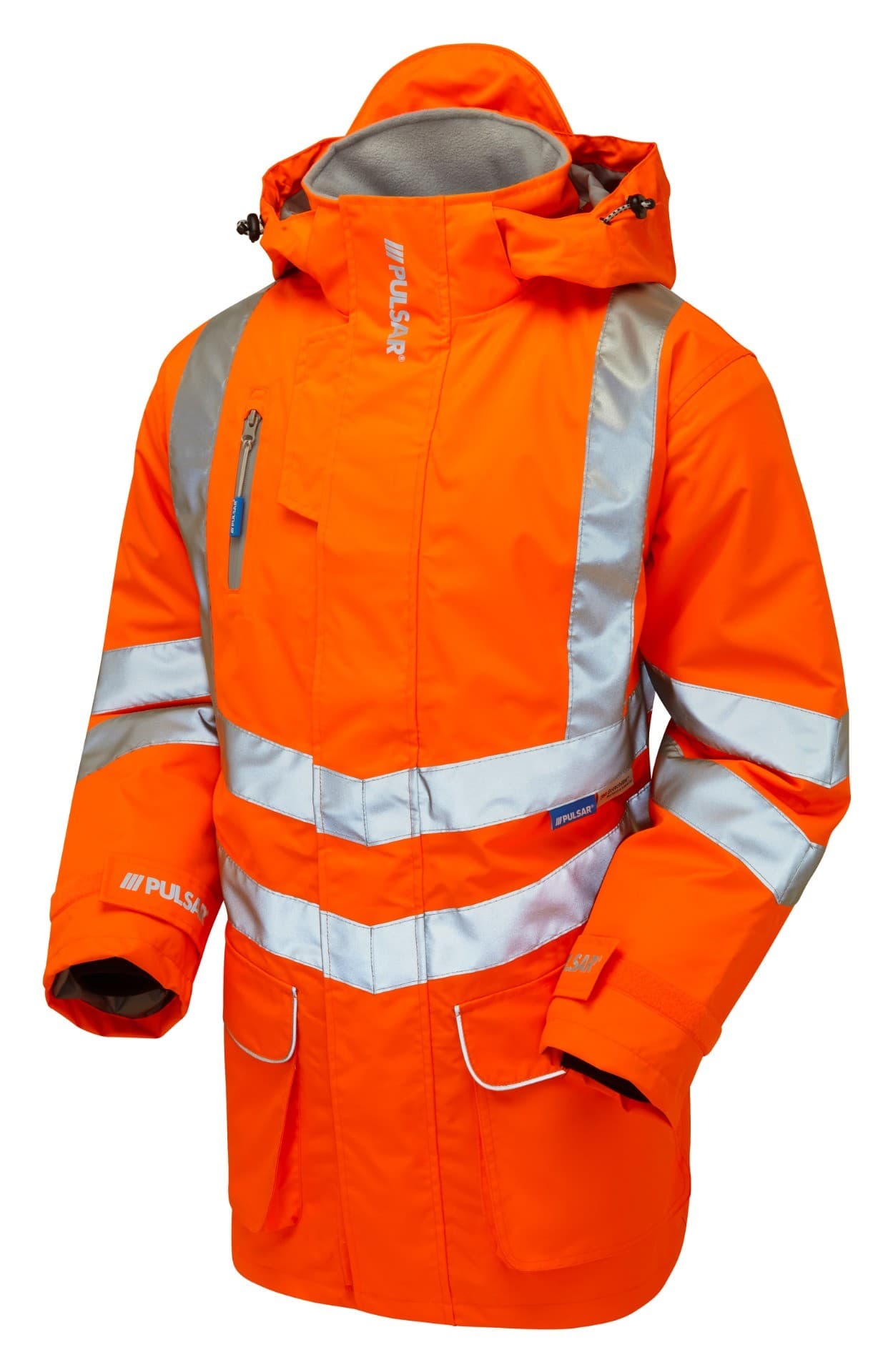 PULSAR® PR499 Rail Spec High Visibility Mesh Lined Storm Coat - Orange
