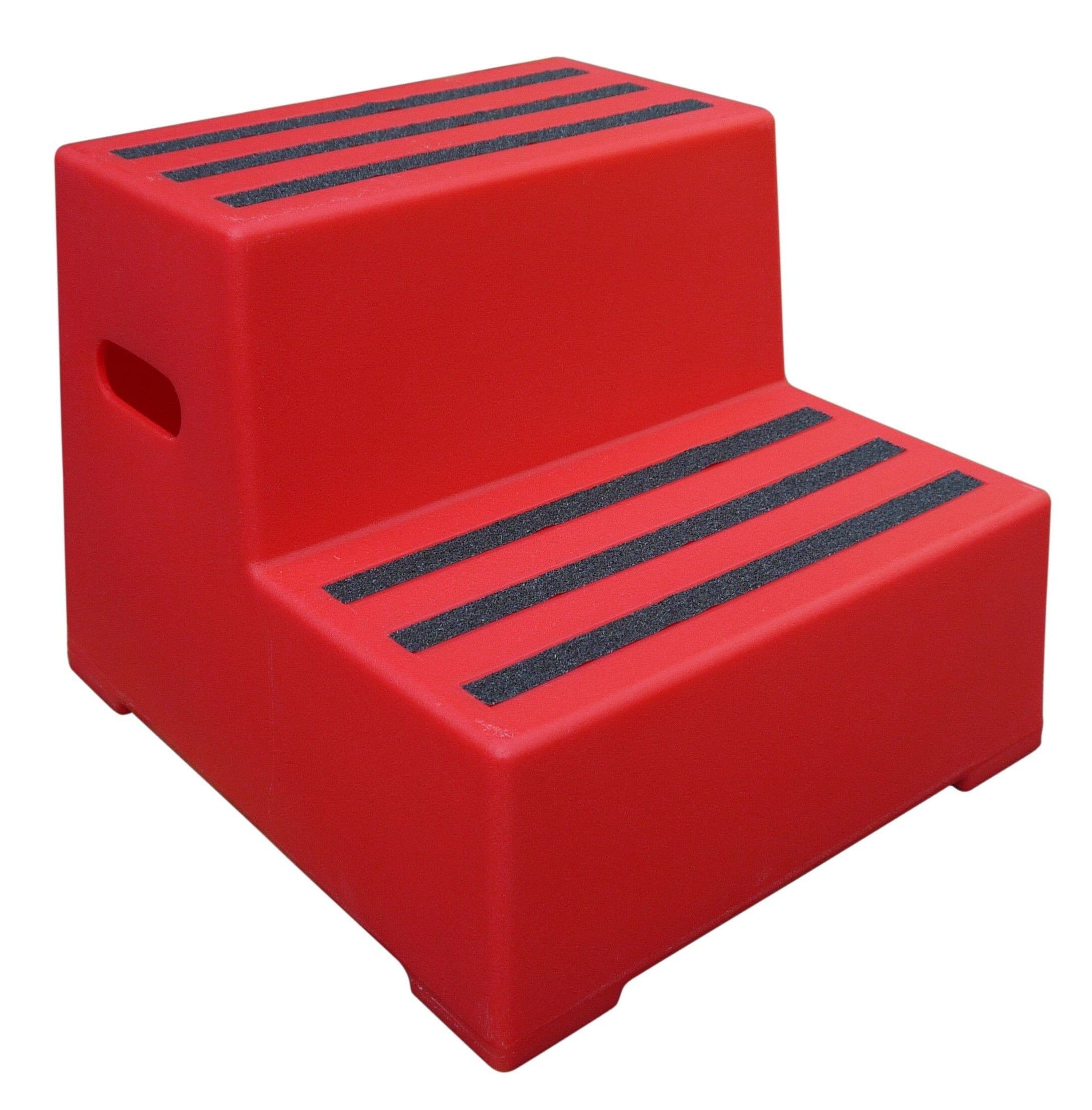 Premium 2 Step Polyethylene Safety Steps - Red