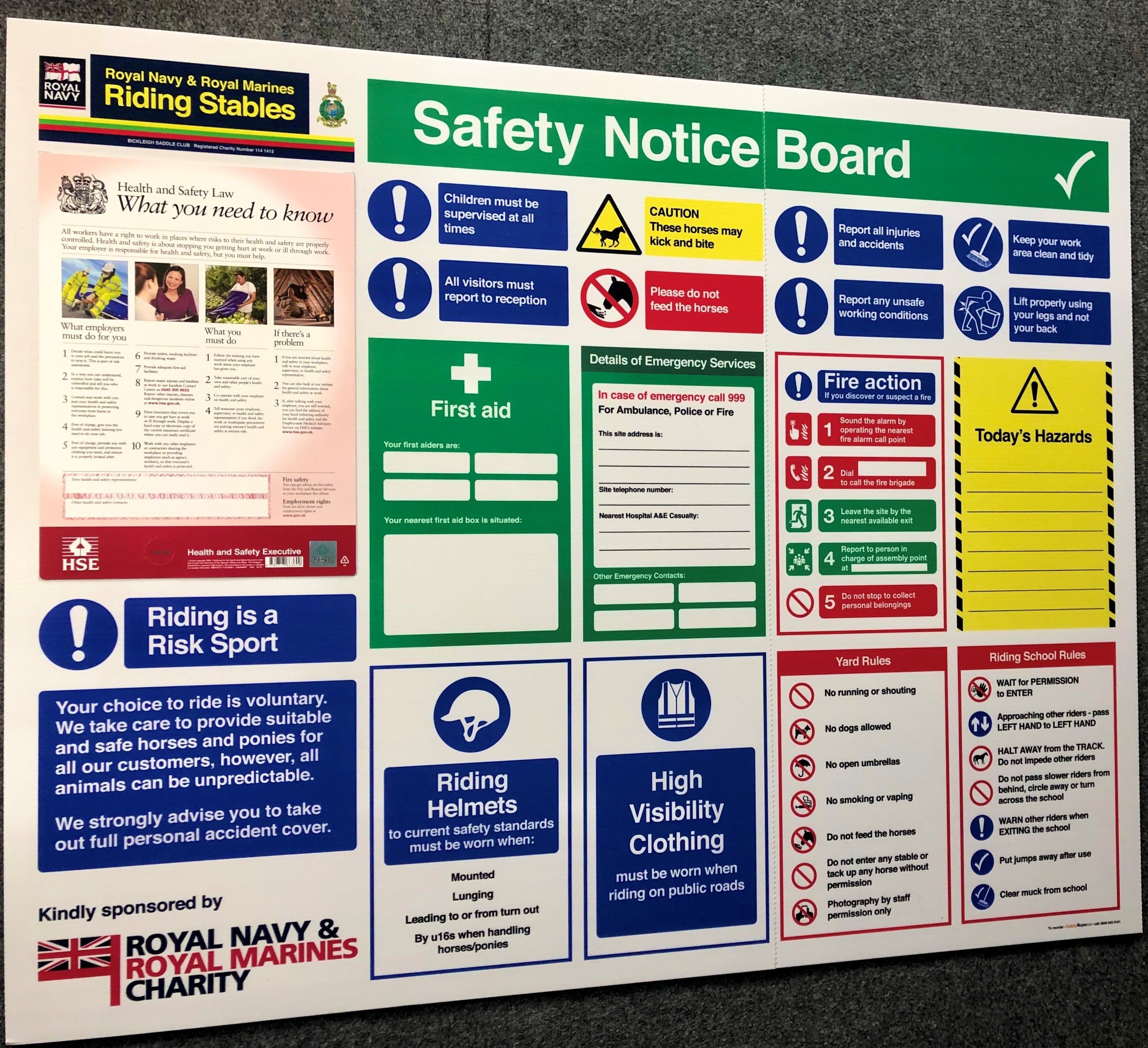 Equestrian and Riding Stables Safety Notice Board
