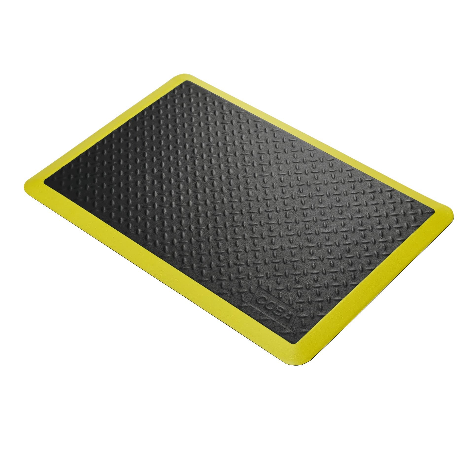 COBA Elite Diamond Tread Anti-Fatigue Workstation Mats | Black/Yellow