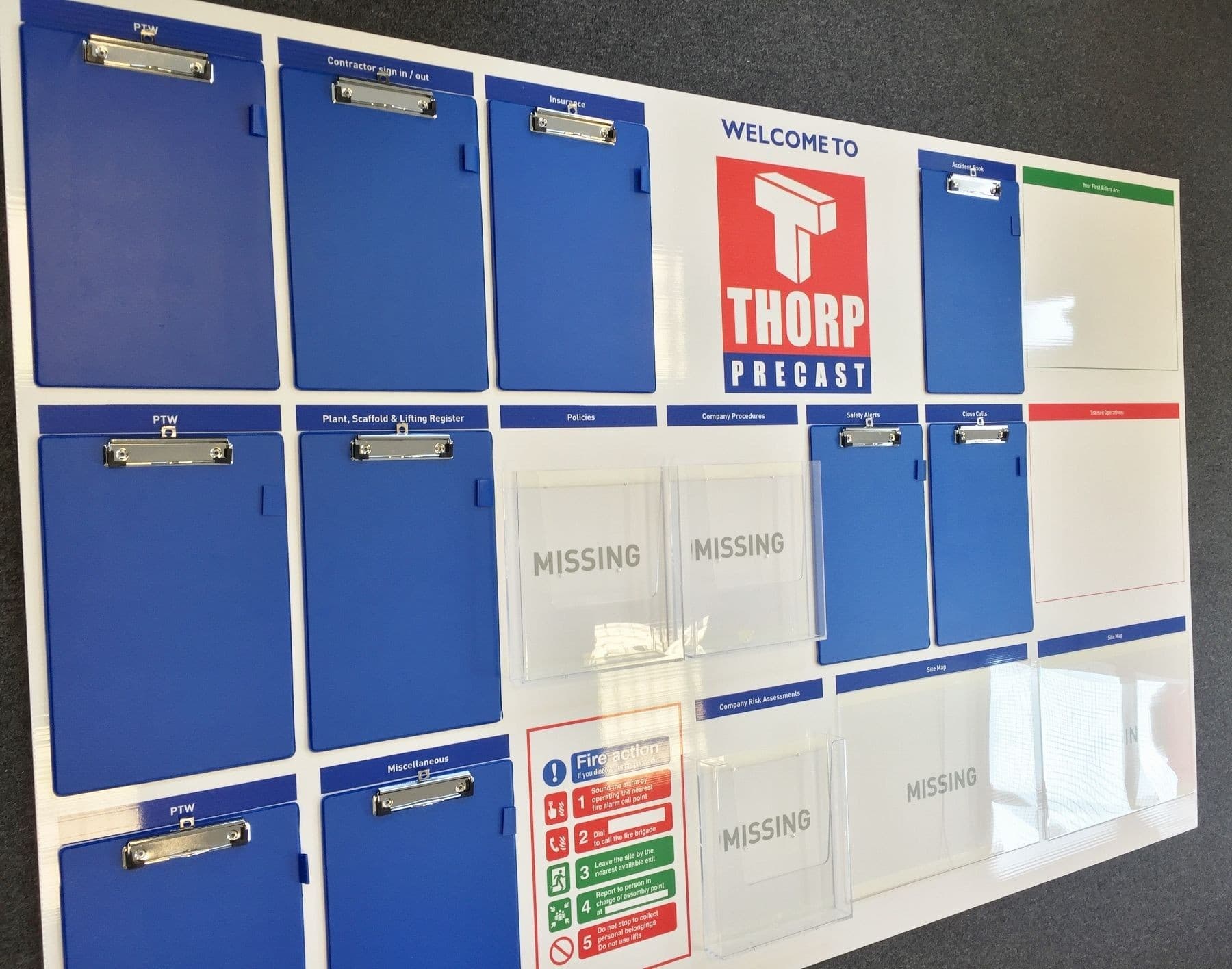 QHSE Site Board with Clipboard Document Organisation