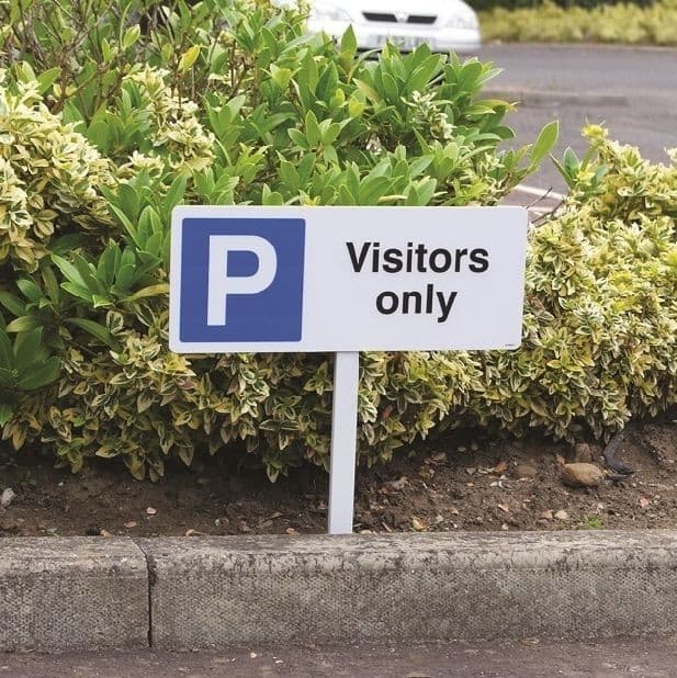 Visitors Only Parking Verge Sign with Post | 450mm x 150mm
