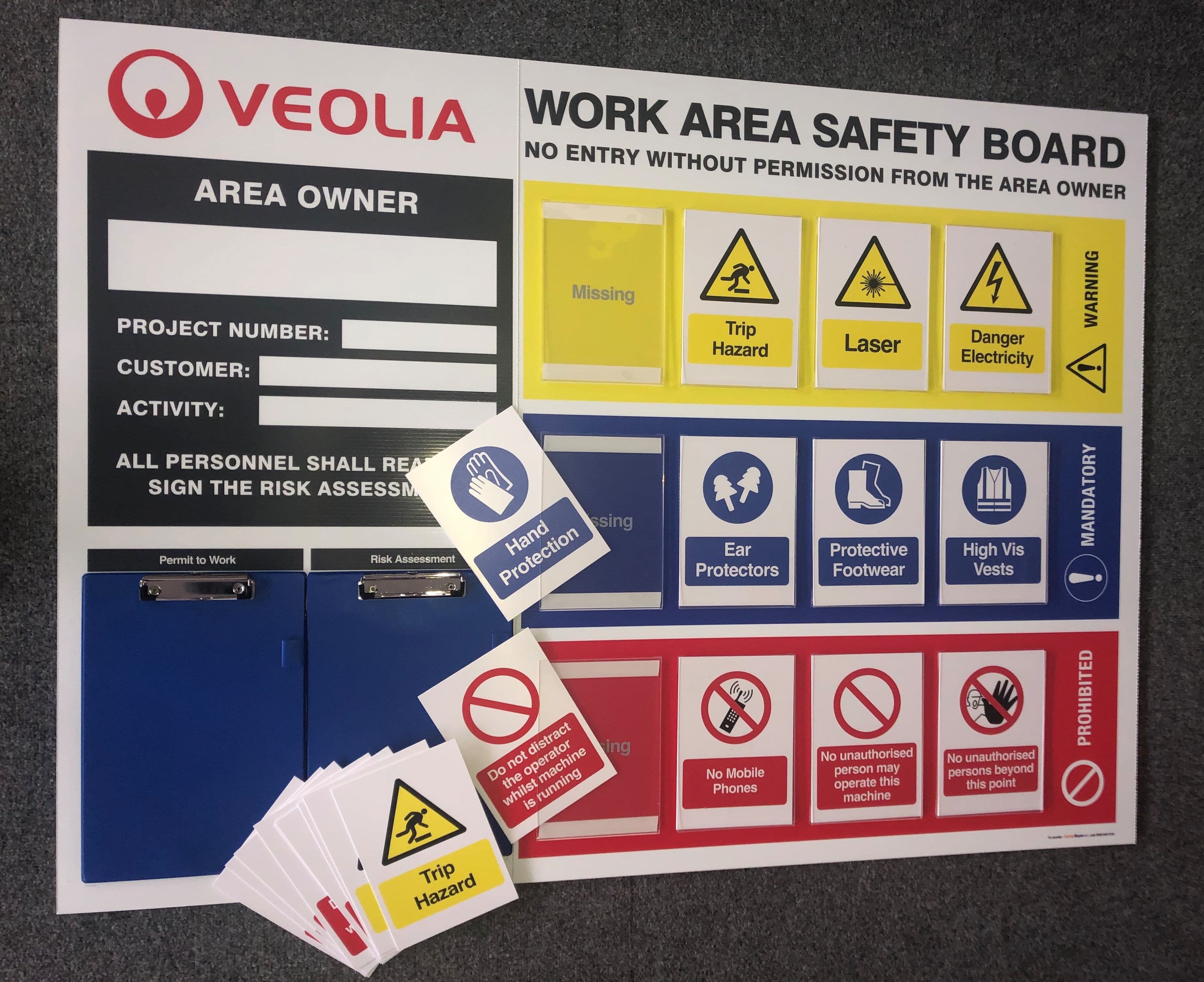 Work Area Safety Board with 20no Safety Sign Inserts